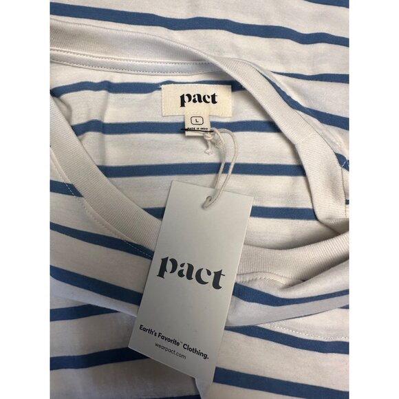 Pact Soft Spun Tee Shirt Dress Large Paris Stripe Coastal Beach Resort Boho - Picture 2 of 8